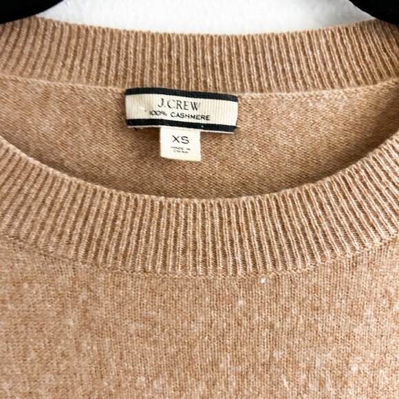 J. CREW Everyday 100% Cashmere Crewneck Sweater in Heather Camel SZ XS - Picture 4 of 7